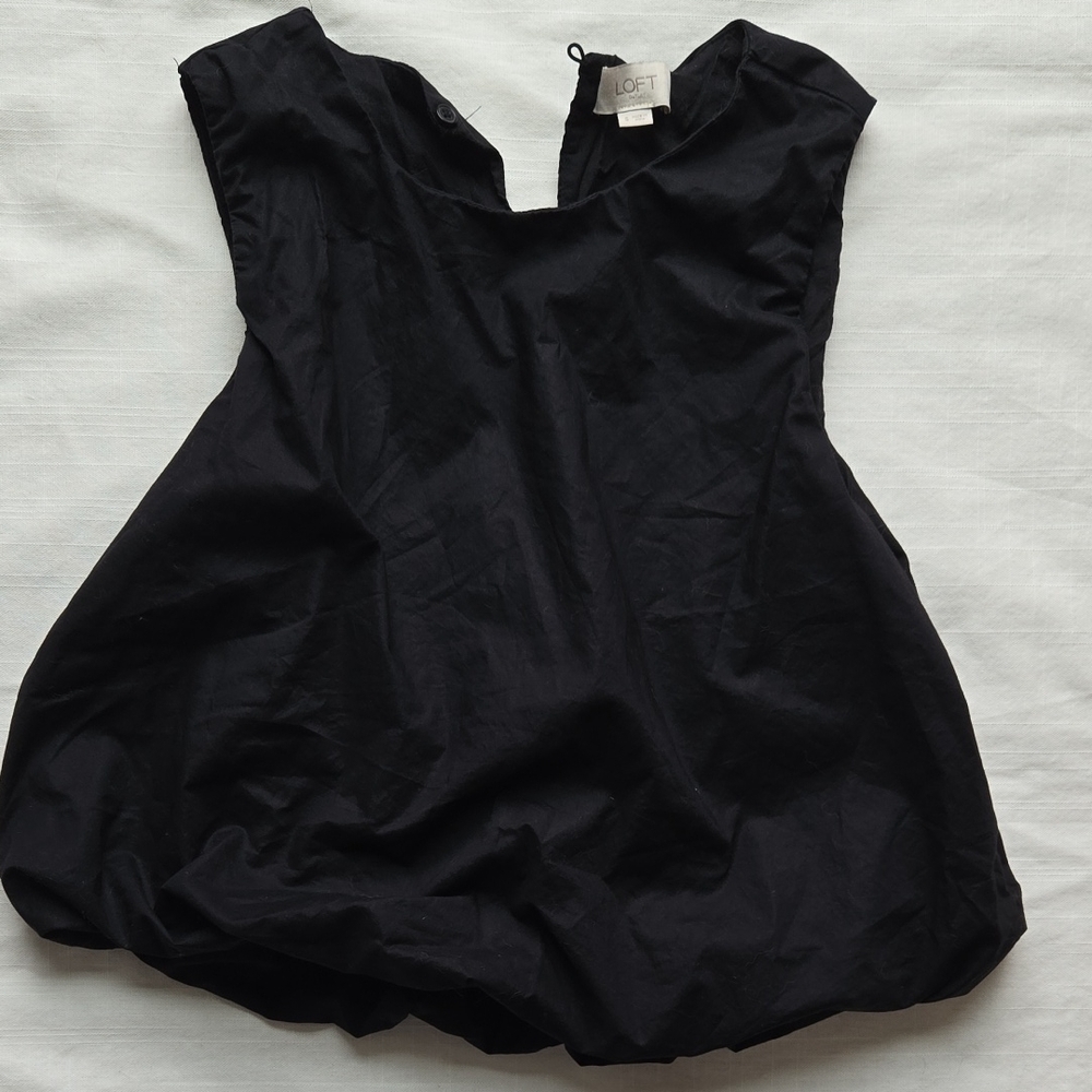 LOFT Black Puffer Blouse (Slightly Cropped)